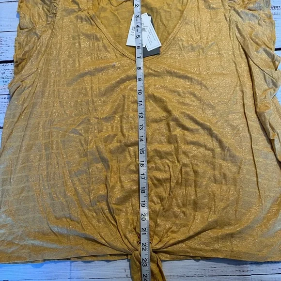 Wit & Wisdom Gold Short Sleeve Tie Front Blouse - Picture 4 of 5